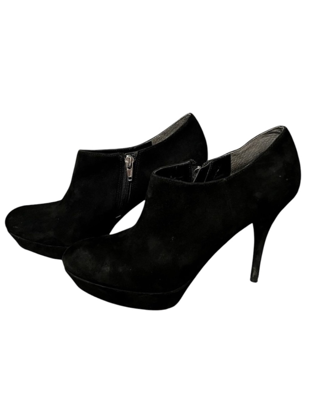 Marc Fisher Black Suede Platform Stiletto Heels Side Zip Booties Size 9.5